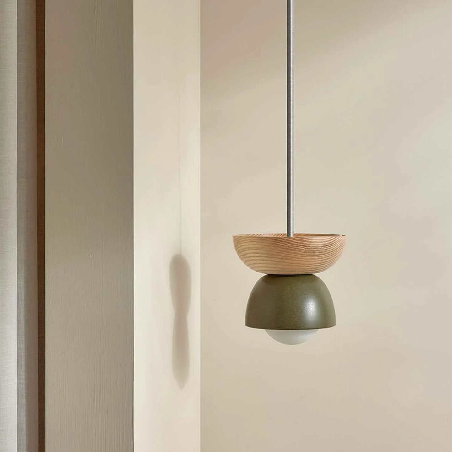 Terra 00 Pendant Light - Solid Rod Olive, Ash, Brushed Nickel